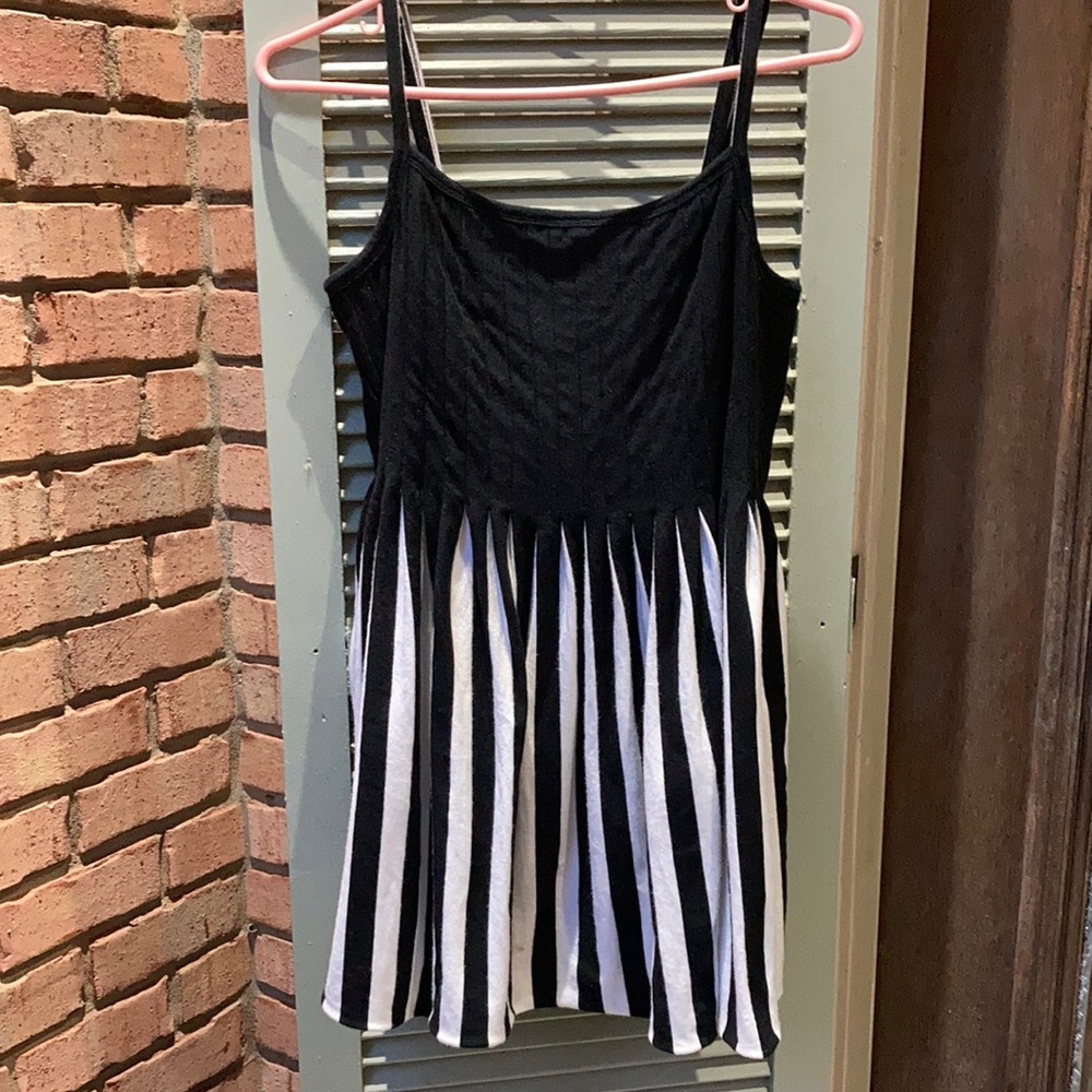 Black and white stripe babydoll top